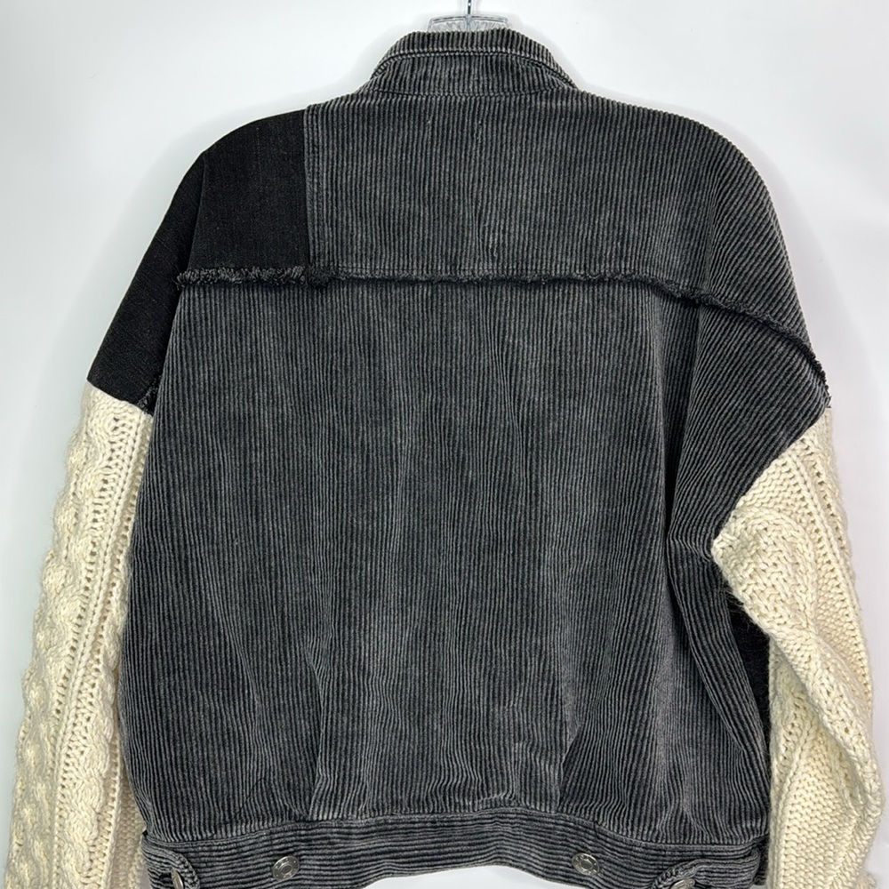 Pol Black Gray Patchwork Denim Button Jacket Size… - image 5